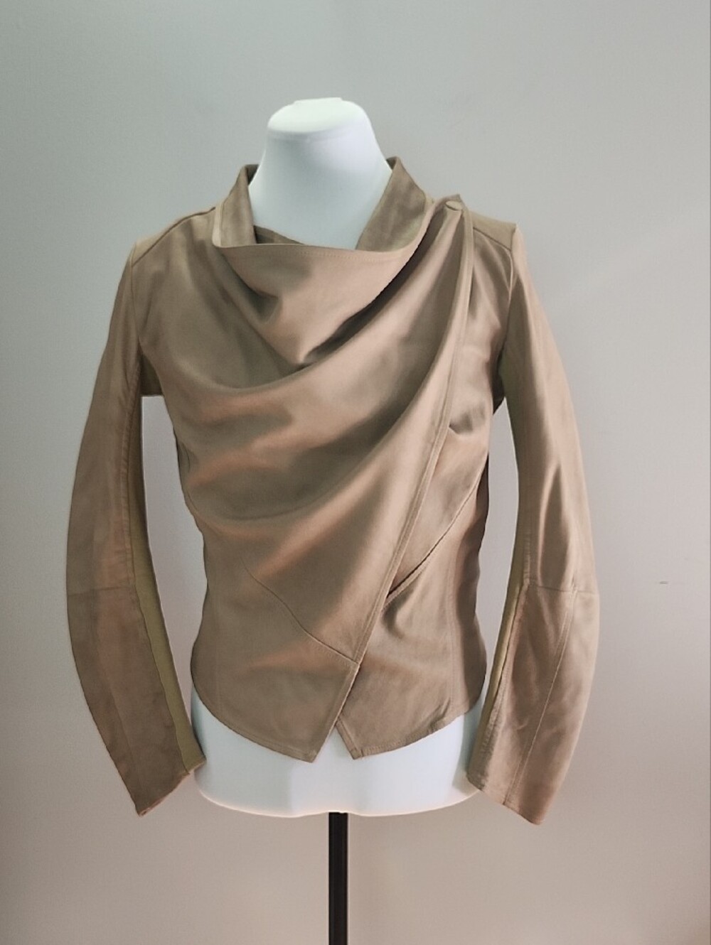 LAMARQUE genuine leather beige taupe 2 way wear light jacket